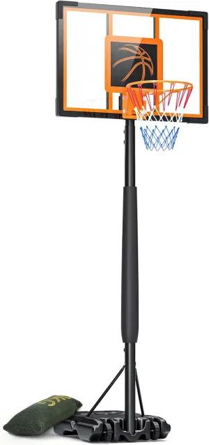 10 FT Basketball Hoop Outdoor Portable Basketball Goals Adjustable Height for Adults Youth in Backyard, Driveway, Indoor, 44 Inch Pc Shatterproof Backboard