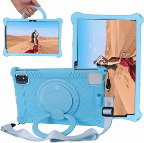 10.36 Inch Tablet Case for TECLAST P25T, VASTKING KingPad M10, TCL 10 TABMAX WiFi, OPPO Pad Air, DOOGEE T20, Headwolf Wpad1, UMIDIGI A11 Tablet PC, 360° Rotating Stand/Shoulder Strap,Light Blue