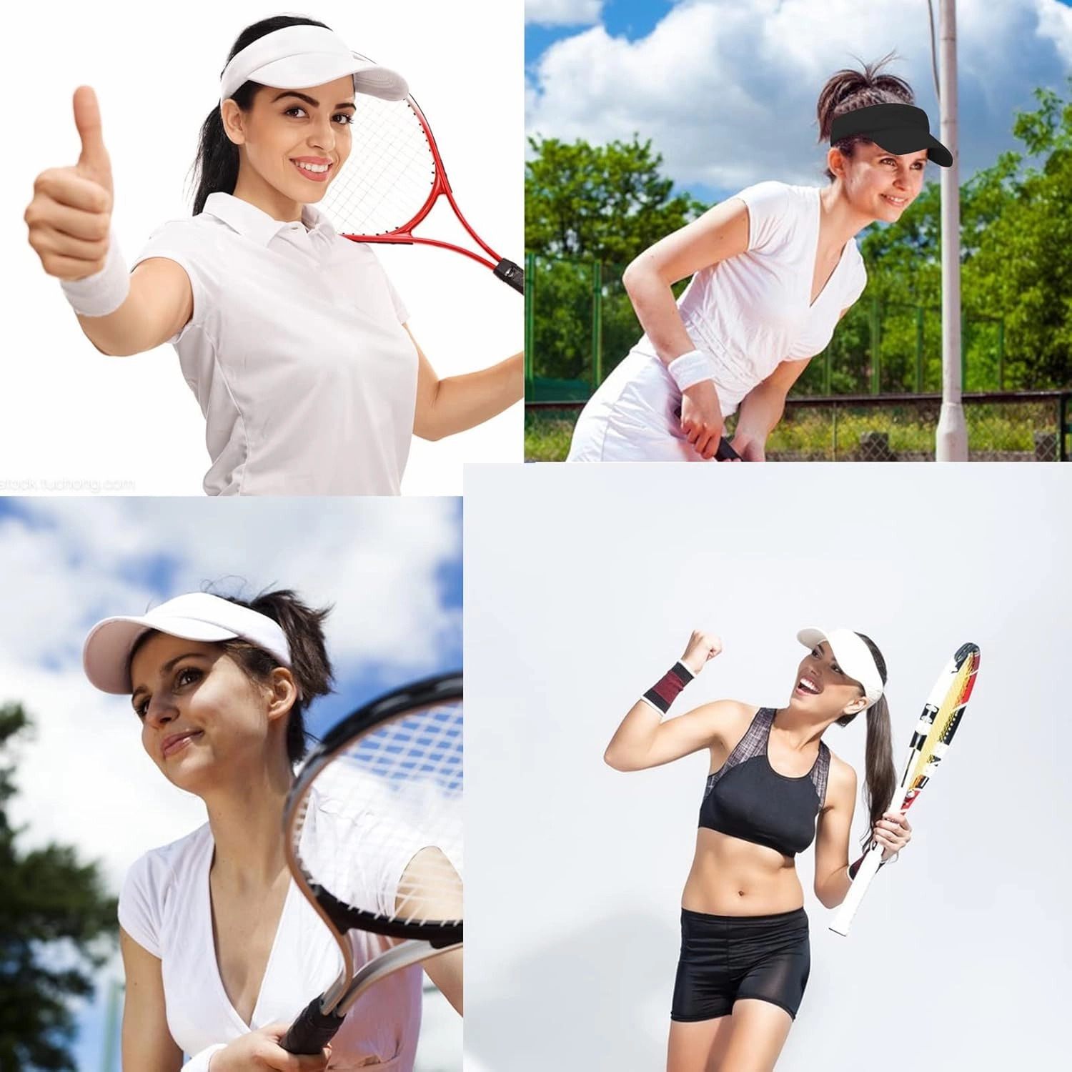 10 Pack Men Women Sun Visor Adjustable UV Protection Blank Sun Visor Hats Caps for Beach Pool Golf Tennis Sports