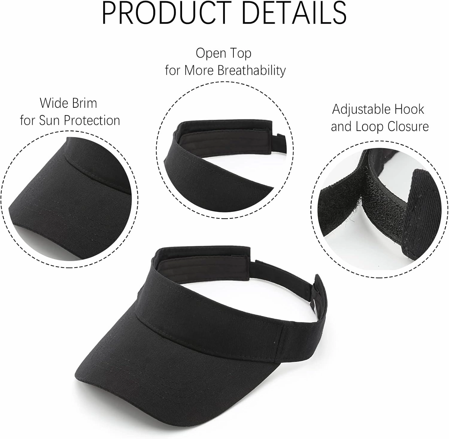 10 Pack Men Women Sun Visor Adjustable UV Protection Blank Sun Visor Hats Caps for Beach Pool Golf Tennis Sports