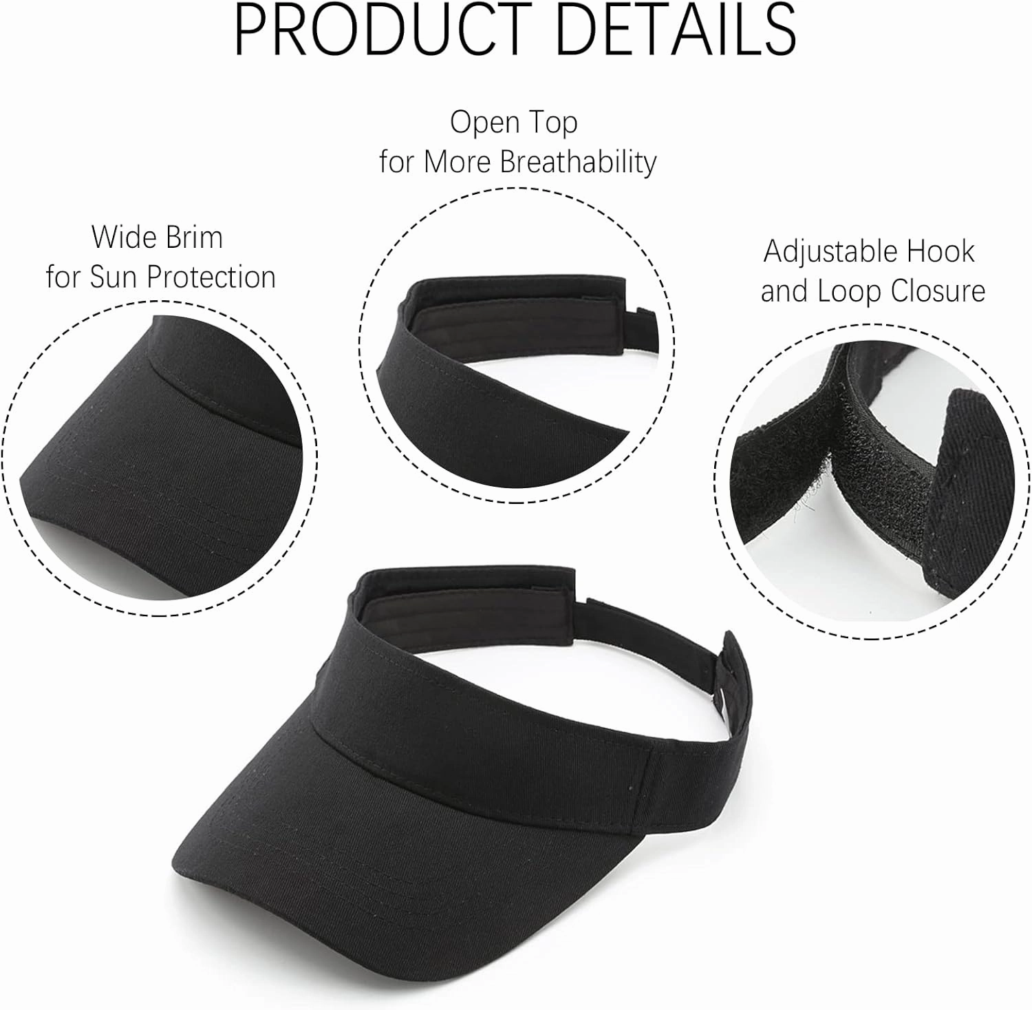 10 Pack Men Women Sun Visor Adjustable UV Protection Blank Sun Visor Hats Caps for Beach Pool Golf Tennis Sports