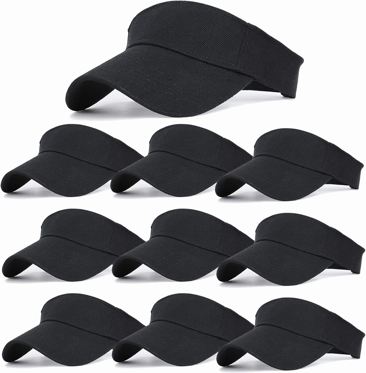10 Pack Men Women Sun Visor Adjustable UV Protection Blank Sun Visor Hats Caps for Beach Pool Golf Tennis Sports