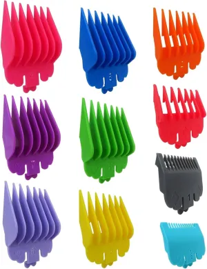 10pcs Clipper Guards Set, Trimmer Guide Guard Comb Replacement Fits for Super Taper/Super Taper lI/Taper 2000-1/16" to 1", Colorful