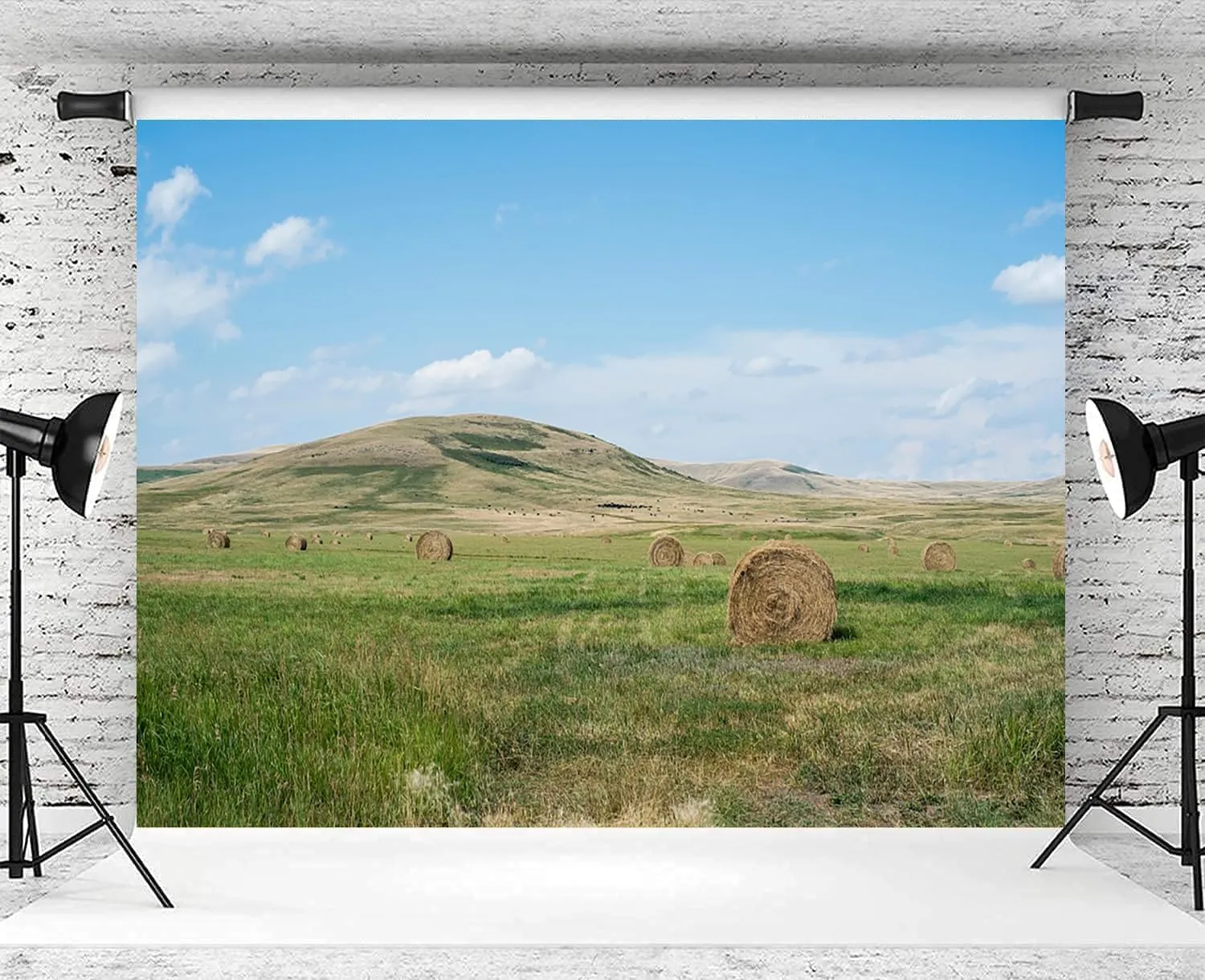 10x6.5ft Prairie Landscape Backdrop Grassland Blue Sky Mountain View Photography Background Camping Birthday Party Nature Scenery Decoration Supplies Photo Booth Props