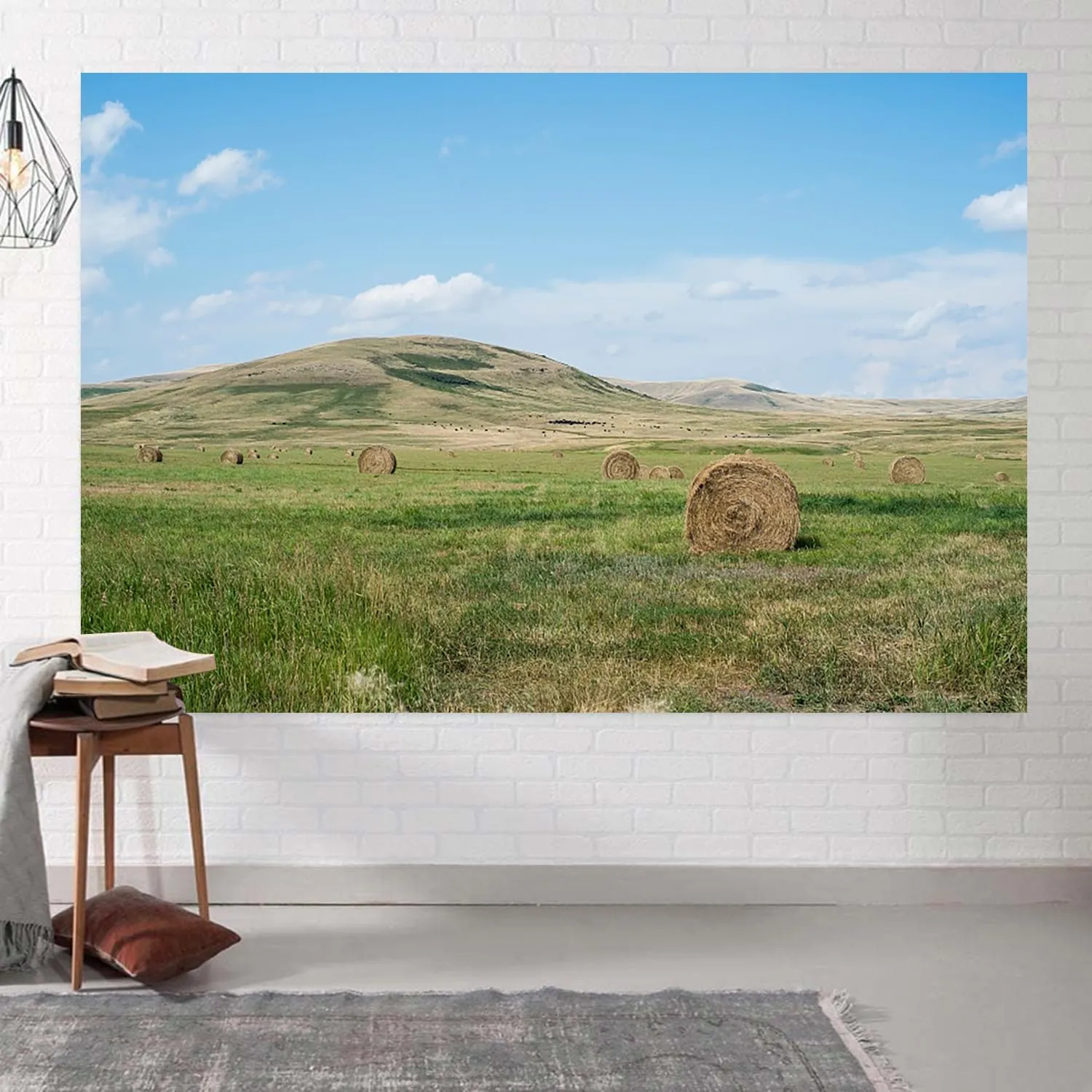 10x6.5ft Prairie Landscape Backdrop Grassland Blue Sky Mountain View Photography Background Camping Birthday Party Nature Scenery Decoration Supplies Photo Booth Props