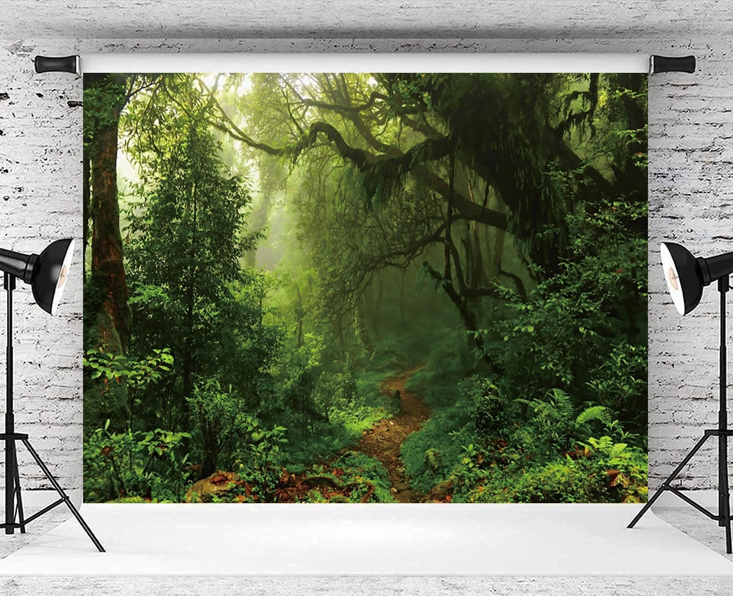 10x6.5ft Jungle Forest Backdrop Spring Nature Woodland Green Rainforest Photography Background for Kids Birthday Baby Shower Party Banner Decorations Supplies Photo Booth Props