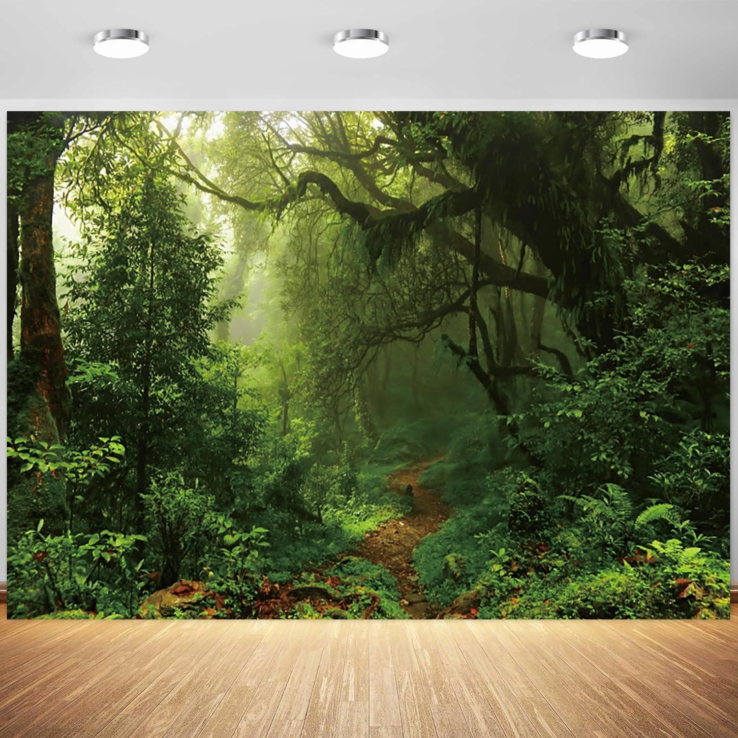 10x6.5ft Jungle Forest Backdrop Spring Nature Woodland Green Rainforest Photography Background for Kids Birthday Baby Shower Party Banner Decorations Supplies Photo Booth Props