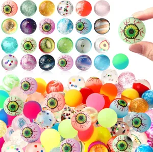 120 Pcs Bouncy Balls 32mm Bounce Balls 12 Styles Rubber High Bouncing Ball Colorful Small Fidget Toys for Halloween, Birthdays Gift, Class Rewards, Carnival Prizes, Vending Machines