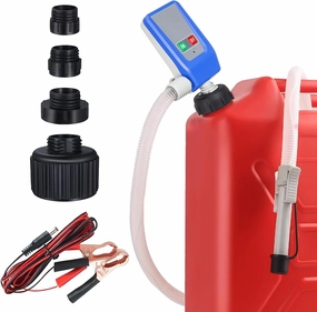 12V Auto-Stop Fuel Transfer Pump | 51" Hose   4 Adapters | Spill-Proof Gas/Diesel Pump for Trucks, Boats, RV | Portable with Battery/Car Power(FN802(blue))