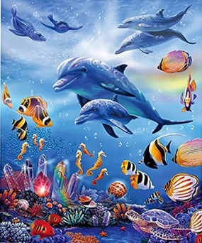 1314 Piece Jigsaw Puzzle for Adults Underwater World Puzzle Dolphin Fish Puzzle Puzzles for Kids Teens Fun Educational Games for Family Game Night Gift for Women Men 29.5x19.7 Inch