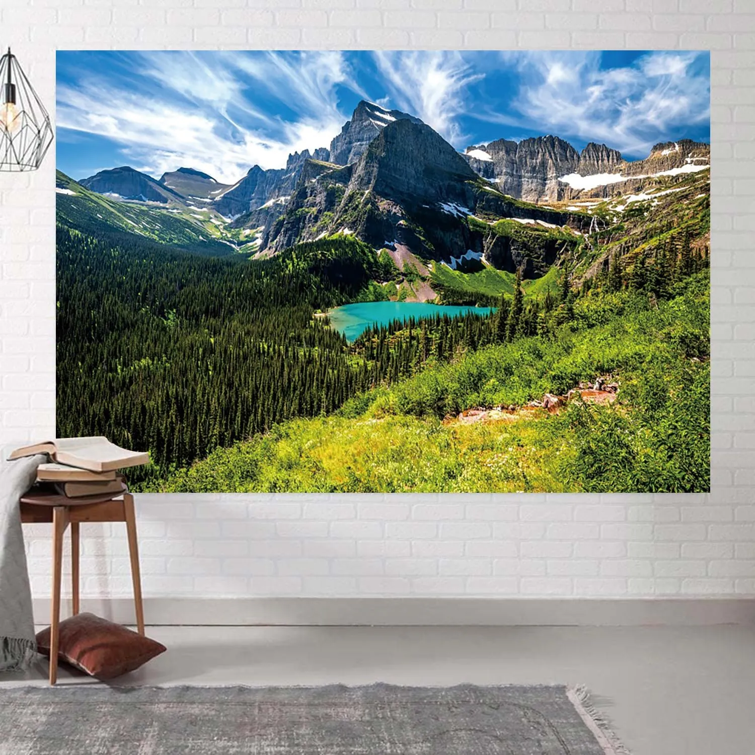 15x10ft Mountain Backdrop National Park Forest Mountain Lake Landscape Photography Background Nature Scenery Vacation Party Travel Portraits Decoration Supplies Photo Booth Props