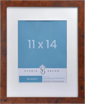 16" x 20" Honey Belmont Picture Frame with Mat by Studio Décor - Includes Pre-attached Hanging Hardware, Horizontal or Vertical Display - 1 Pack