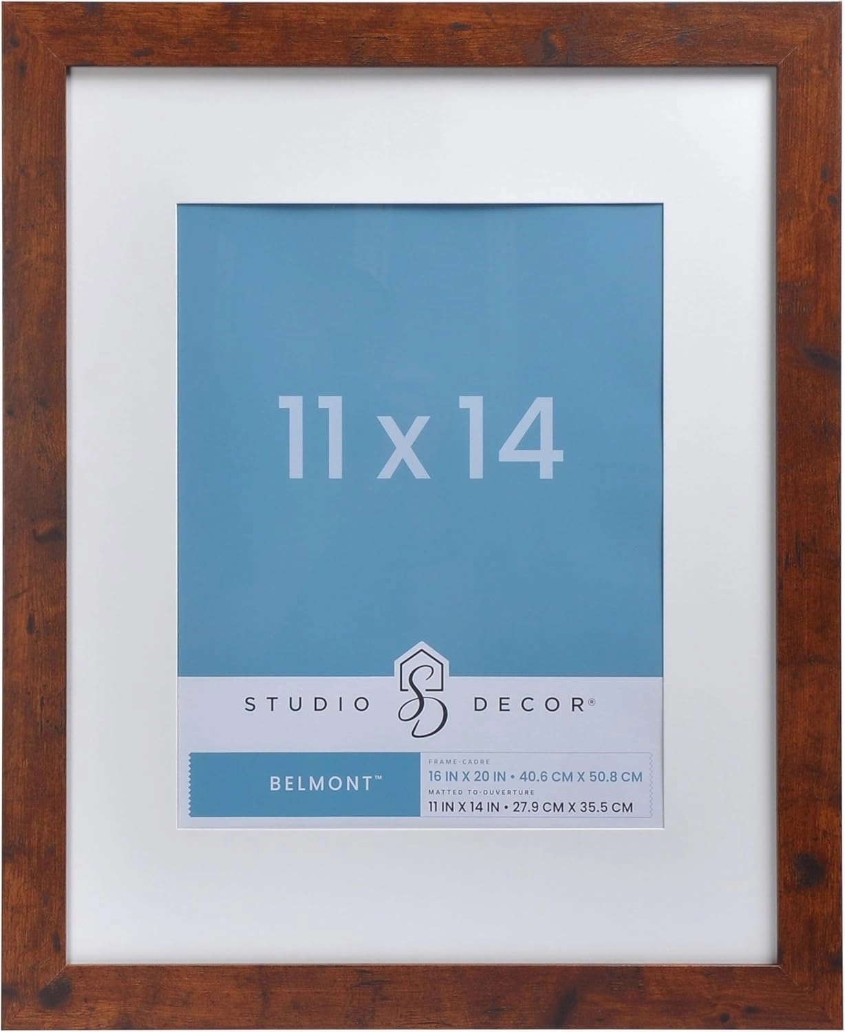 16" x 20" Honey Belmont Picture Frame with Mat by Studio Décor - Includes Pre-attached Hanging Hardware, Horizontal or Vertical Display - 1 Pack