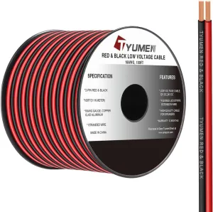 18 Gauge Wire 100FT, 18/2 AWG Red Black Hookup Electrical Wire LED Strips Extension Cord 12V/24V DC Cable, 18AWG 2 Conductors Flexible Wire for LED Ribbon Lamp Tape Lighting