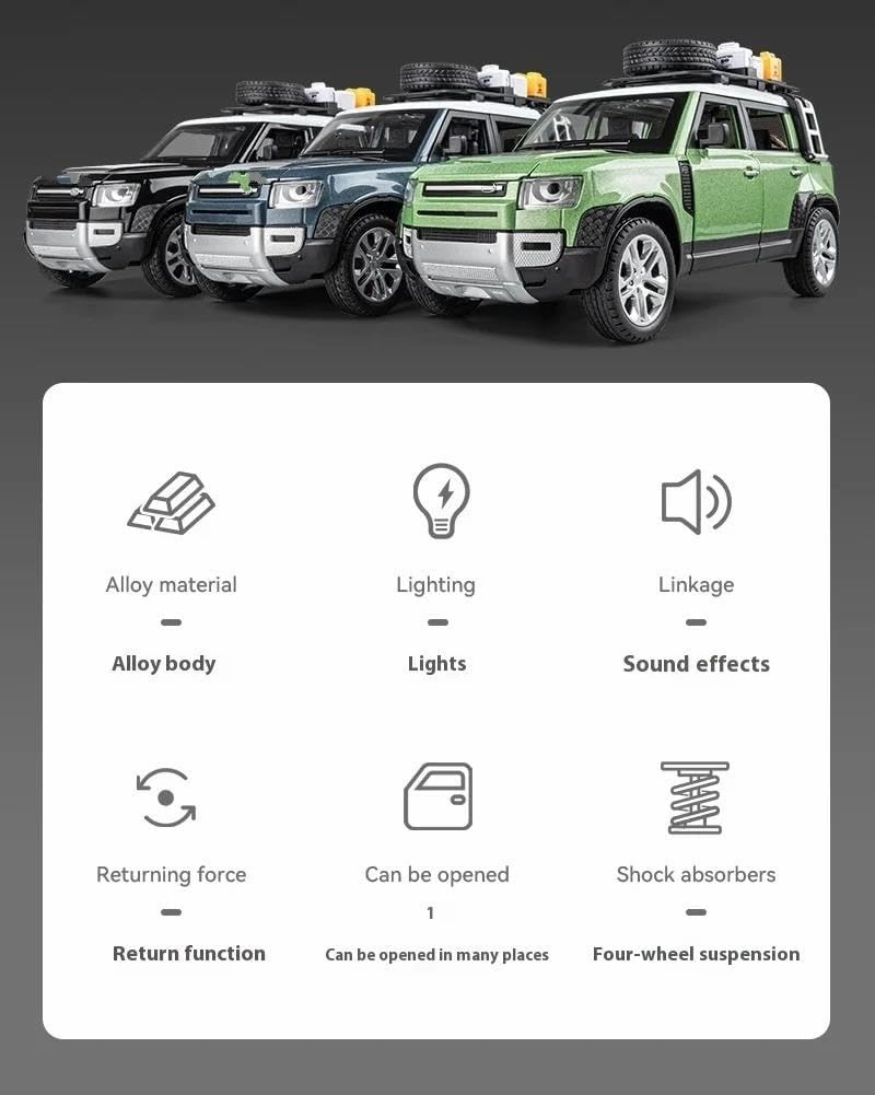 1:24 for Guard Outdoor Version Simulated Alloy Off-Road Vehicle Model Ornaments(Green)