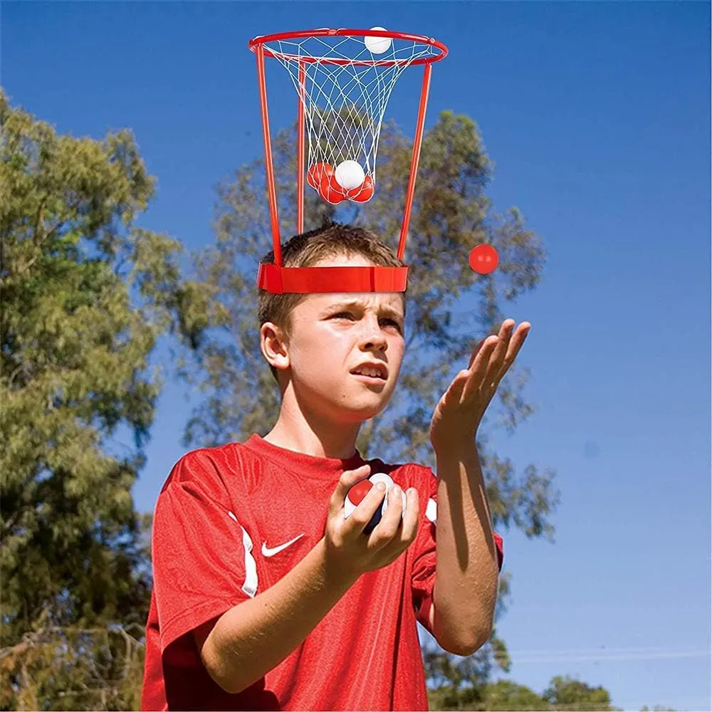 2 Pack Head Hoop Basketball Party Game for Kids and Adults, Adjustable Basket Net Headband with 20 Balls for Carnival Party Birthday Party Family Indoor Outdoor Game