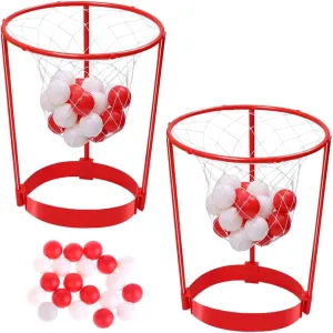 2 Pack Head Hoop Basketball Party Game for Kids and Adults, Adjustable Basket Net Headband with 20 Balls for Carnival Party Birthday Party Family Indoor Outdoor Game