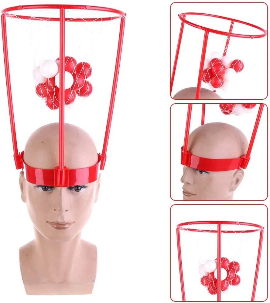 2 Pack Head Hoop Basketball Party Game for Kids and Adults, Adjustable Basket Net Headband with 20 Balls for Carnival Party Birthday Party Family Indoor Outdoor Game