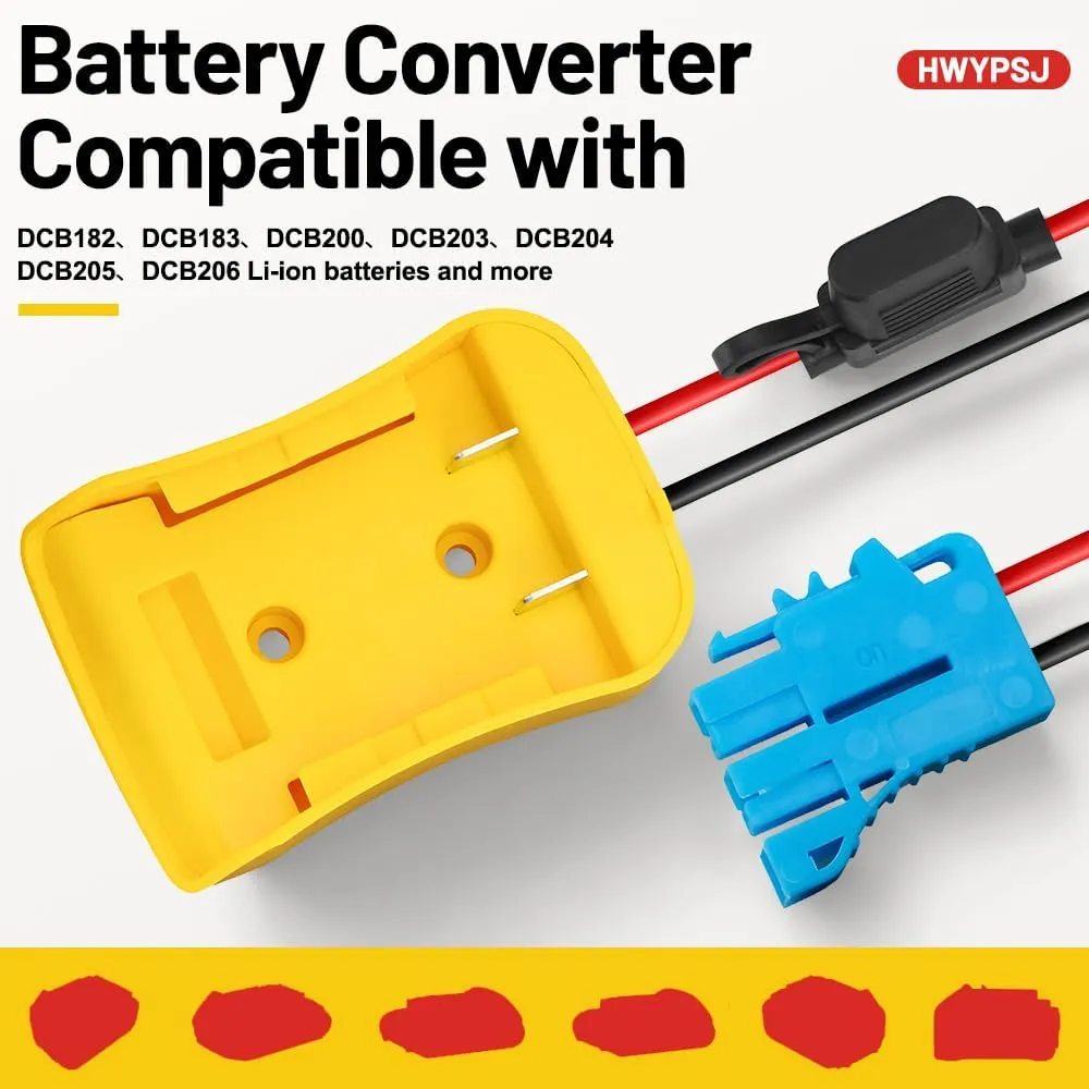 2 Pack Power Wheel Battery Adapter for Dewalt 20V Battery,Power Wheel Battery Conversion Kit with 40A Fuse and 12AWG Wire Harness Connector for Peg-Perego Kids Ride-on Toy