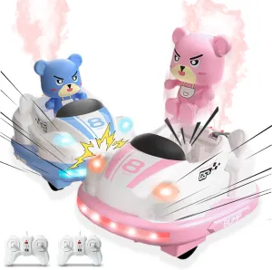 2 Pack Remote Control Battle Bumper Car Toys - Boy Toys Two-Player Battle, Collision, Ejection Robot, with Spray, Various Lighting Changes and Music, Remote Control Car for Toddlers 3 (Pink   blue)