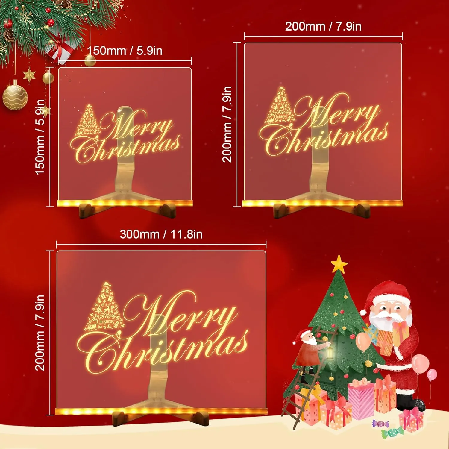 2025 Upgraded LED Note Board with Colors, LED Illuminated Drawing Board for Kids, LED Acrylic Message Board Light Up Acrylic Dry Erase Board with Stand and 7 Colors Pen (11.8 x 7.9 inch)