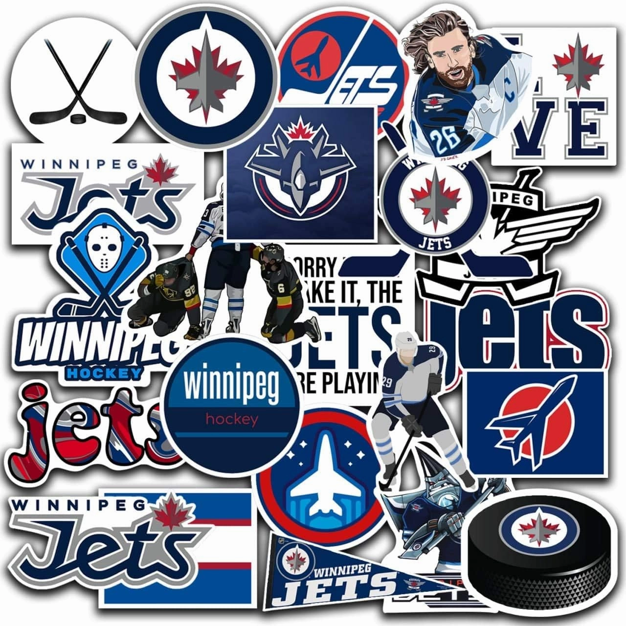 25 PCS American Hockey Stickers for Water Bottle, Laptop, Bicycle, Computer, Motorcycle, Travel Case, Car Decal Decoration Sticker 2-2.5 inches