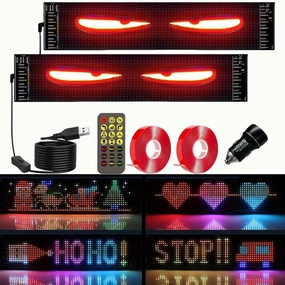 2pcs Devil'S Eye Signs Smart Light, Large LED Car Sign Matrix Pixel Panel Scrolling Advertising, Programmable Led Sign Text Animation Gestures, Perfect For Party Decorations, Concert Atmosphere, And Cool Store Signs.