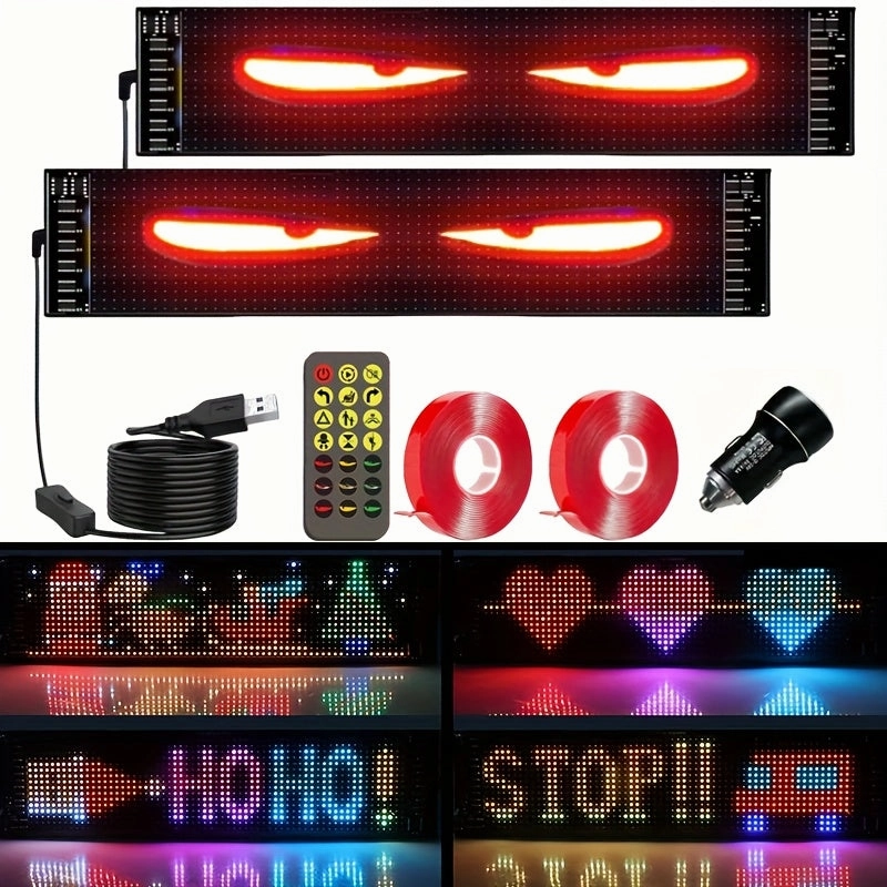 2pcs Devil'S Eye Signs Smart Light, Large LED Car Sign Matrix Pixel Panel Scrolling Advertising, Programmable Led Sign Text Animation Gestures, Perfect For Party Decorations, Concert Atmosphere, And Cool Store Signs.