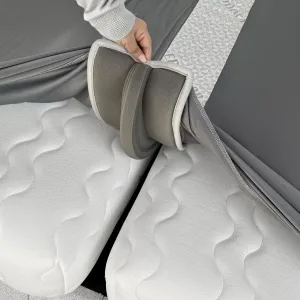 3-in-1 Fitted Sheet Attached Bed Bridge Twin (XL) to King Converter Kit with Sheet Strap Set | Split King Gap Filler for Adjustable Bed | Grey