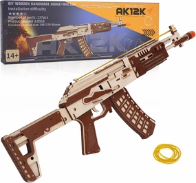 3D Wooden Puzzle for Adults Ages 14 , AK-Rubber Bands Gun Wood Toys Building Kits Assembly Puzzle, DIY Crafts Hobbies Birthday for Men Women 137 pcs