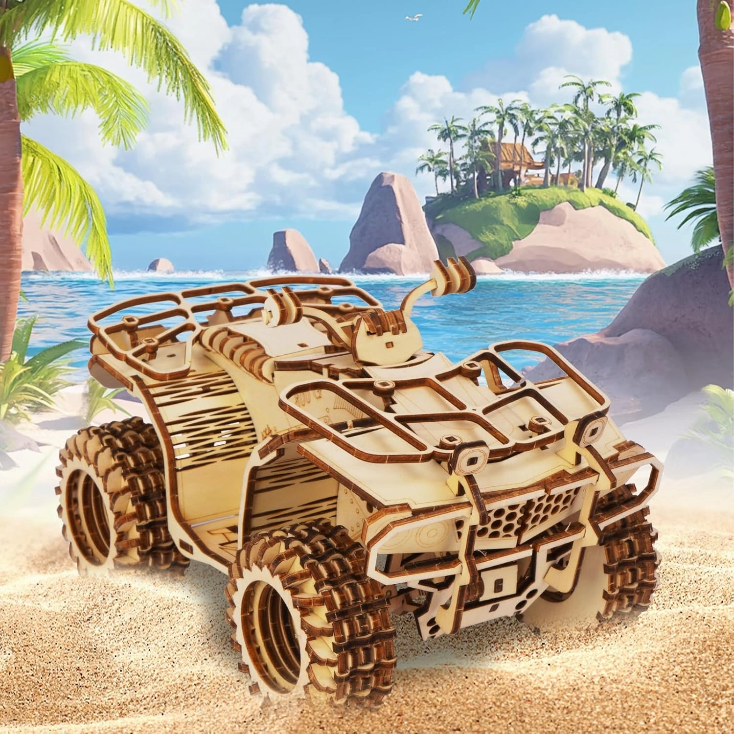 3D Wooden Puzzle for Adults, Mechanical Beach Car Puzzle, DIY Vehicle Model Building Kit Handicraft Wood Craft Hobbies Toy, Birthday for Hobbyist 14  Family Women Men, 417 Pcs