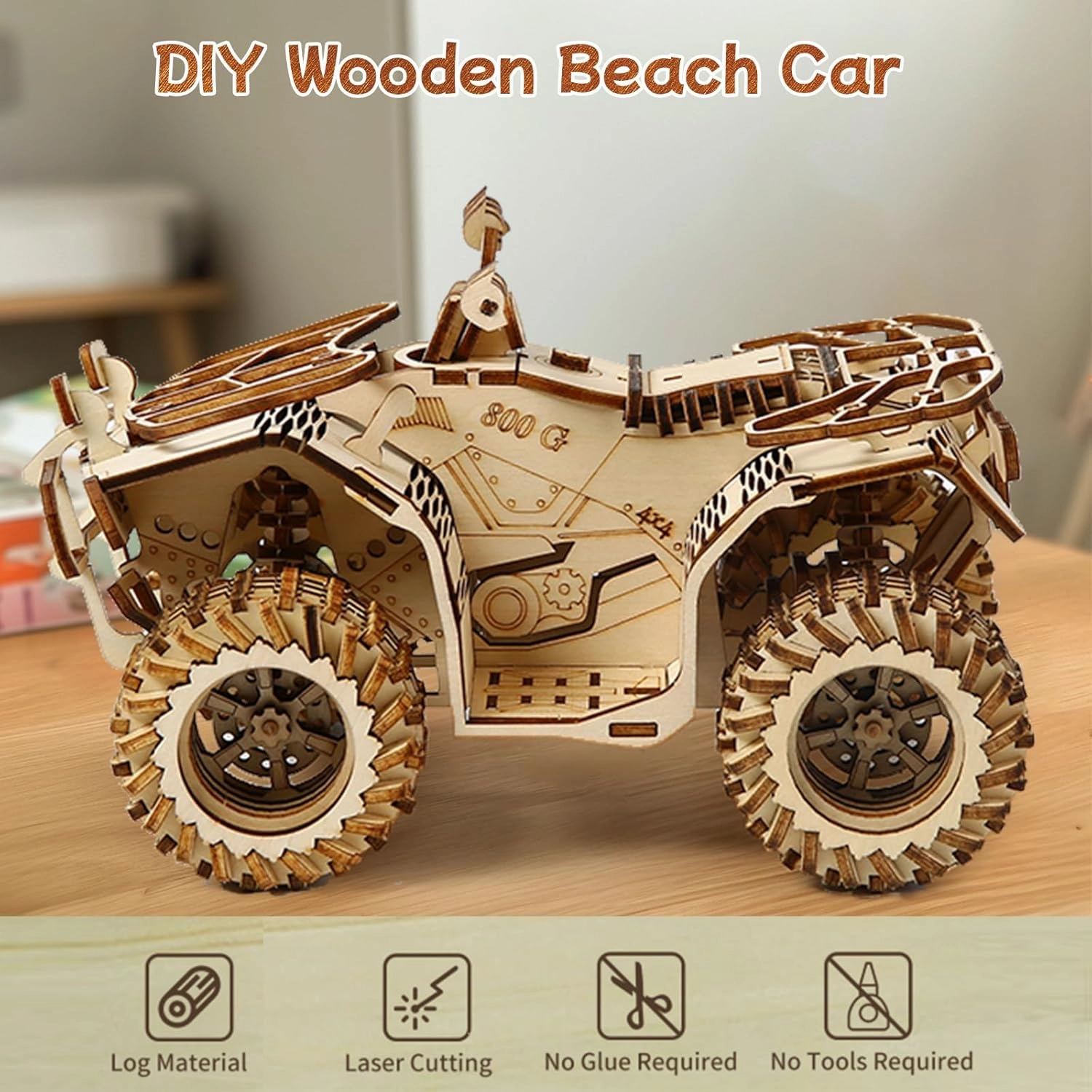 3D Wooden Puzzle for Adults, Mechanical Beach Car Puzzle, DIY Vehicle Model Building Kit Handicraft Wood Craft Hobbies Toy, Birthday for Hobbyist 14  Family Women Men, 417 Pcs