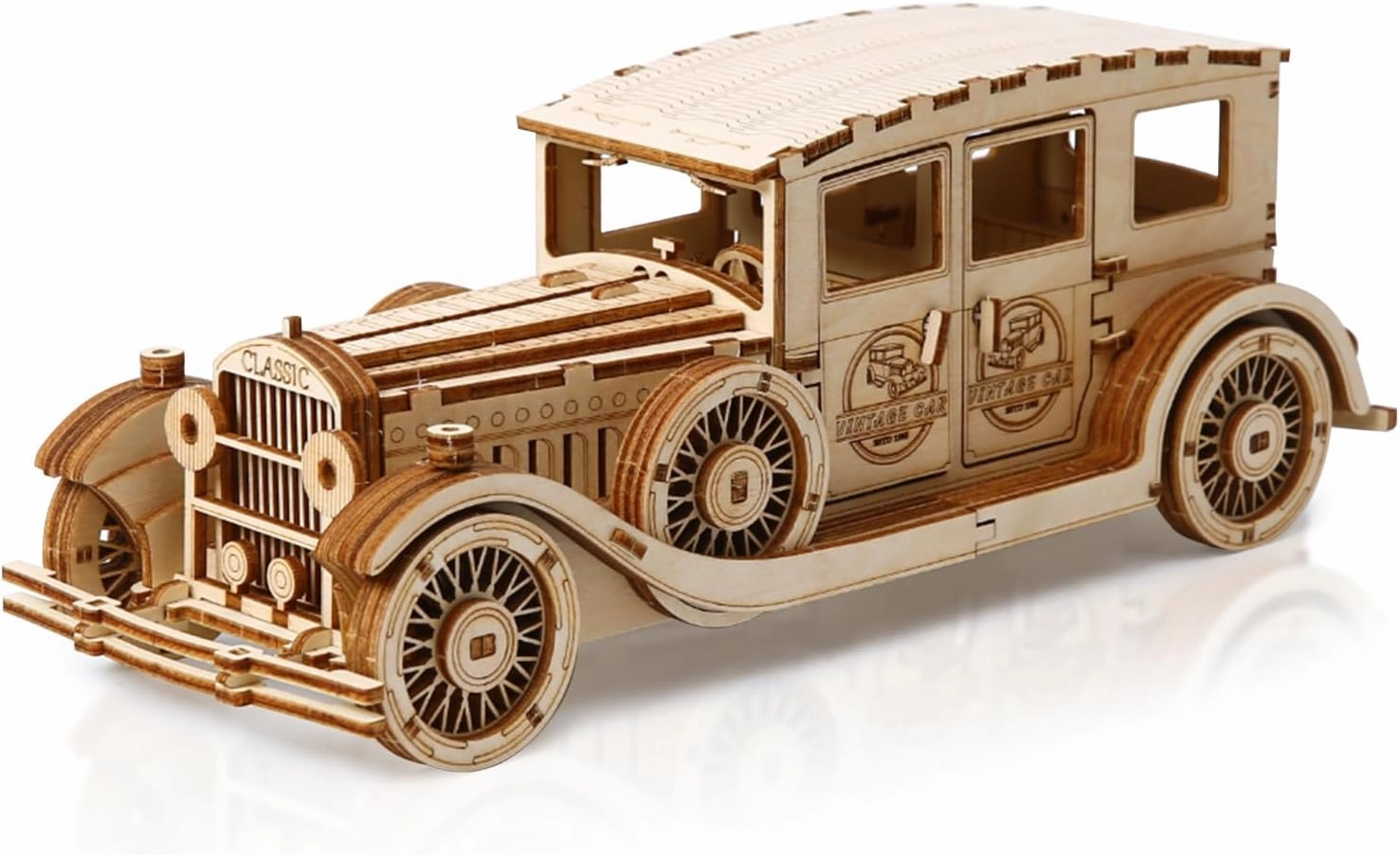 3D Wooden Puzzle for Adults, Mechanical Classic Car Puzzle, DIY Vintage Vehicle Model Building Kit Handicraft Wood Craft Hobbies Toy, Birthday for Hobbyist 14  Family Women Men, 187 Pcs