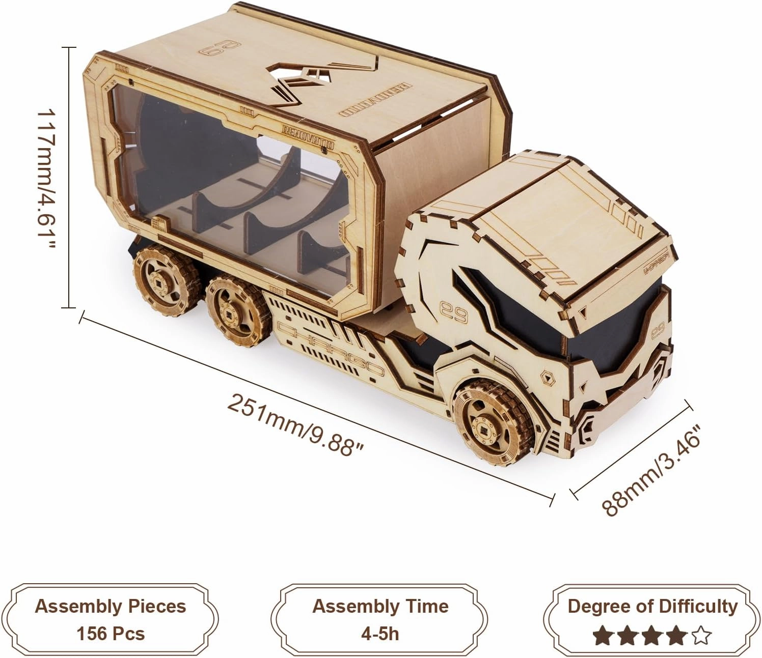 3D Wooden Puzzle for Adults, Mechanical Piggy Bank Car Puzzle, DIY Vehicle Model Building Kit Handicraft Wood Craft Hobbies Toy, Birthday for Hobbyist 14  Family Women Men, 156 Pcs