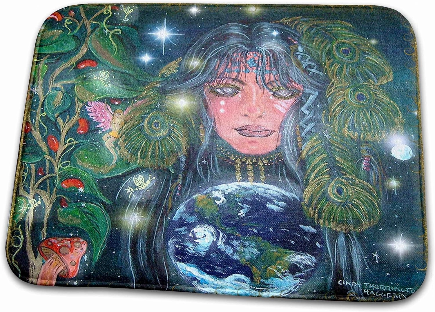 3dRose Bathroom Bath Rug Mat - Mother Earth s Tears Thorrington Haggerty Angels Fairies