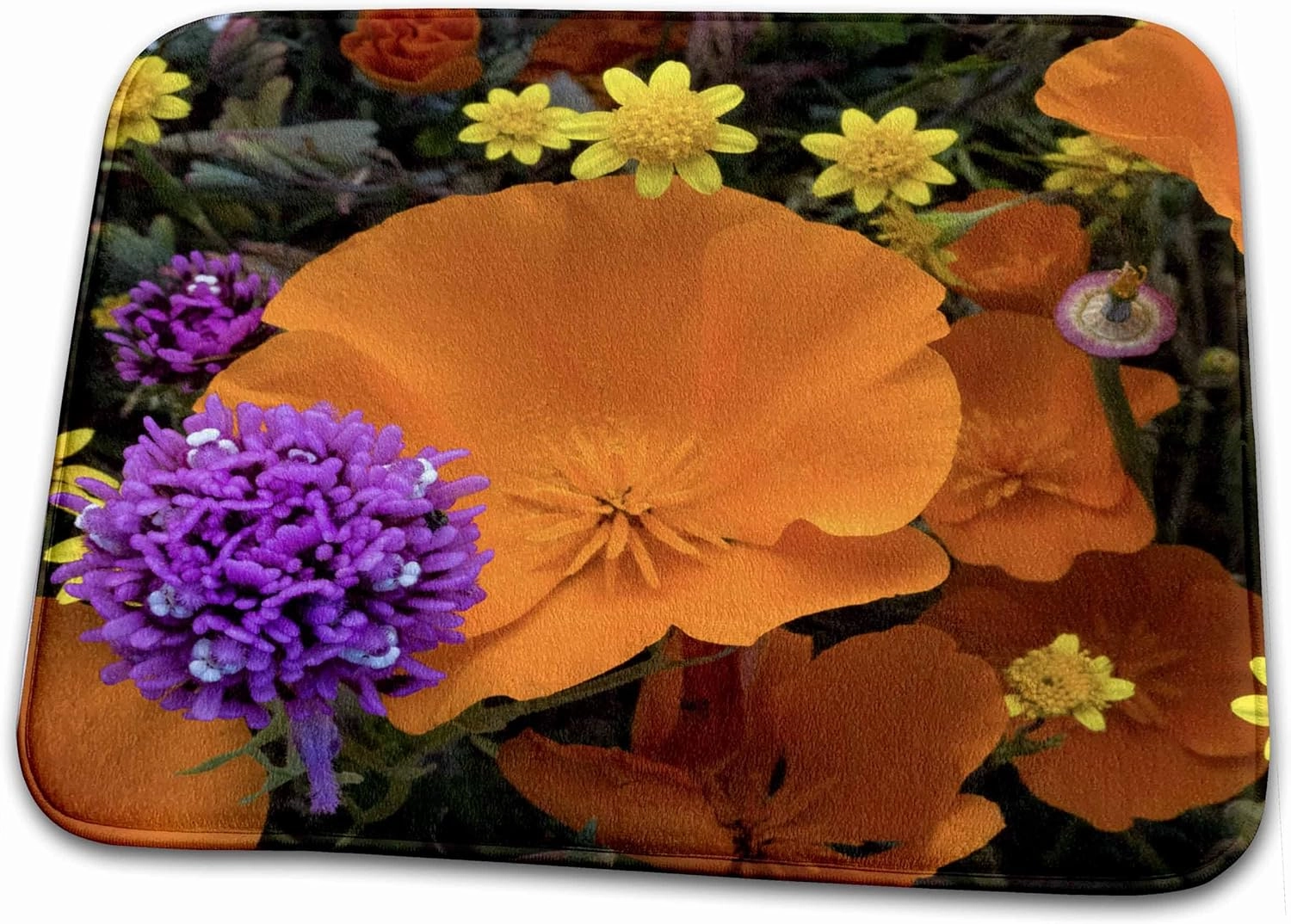 3dRose California Poppies, Owls Clover, and Goldfields,... - Dish Drying Mats (ddm-258920-1)