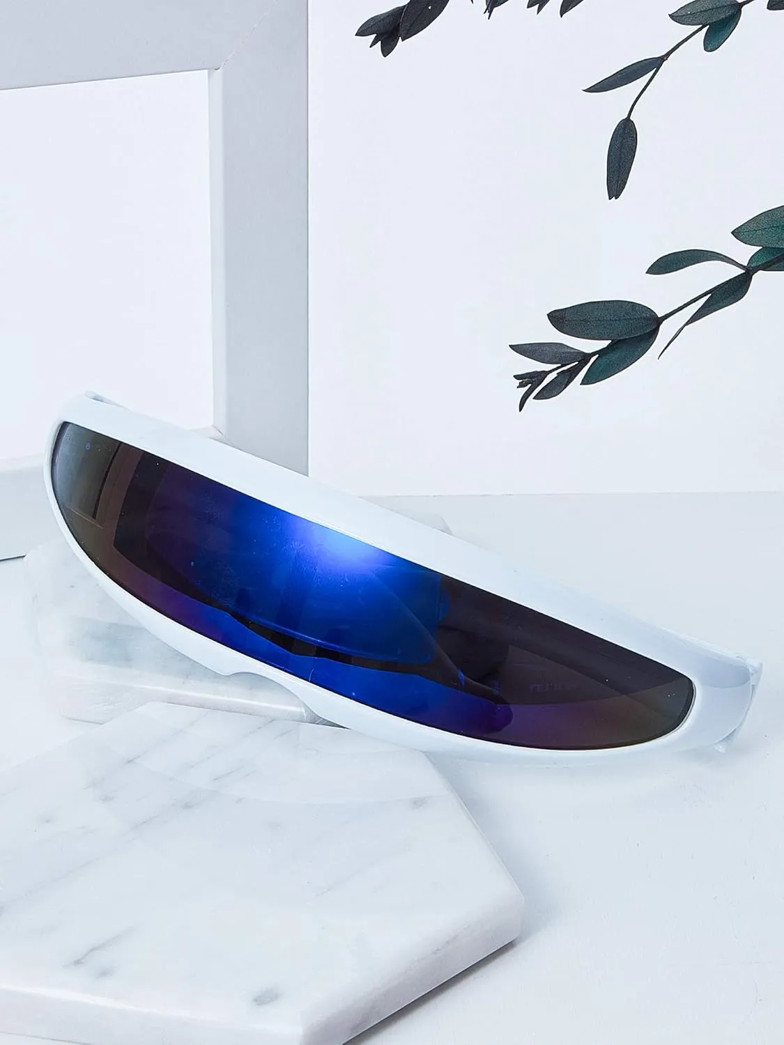 4 Pairs Futuristic Narrow Cyclops Sunglasses Robot Space Costume Color Mirrored Lens