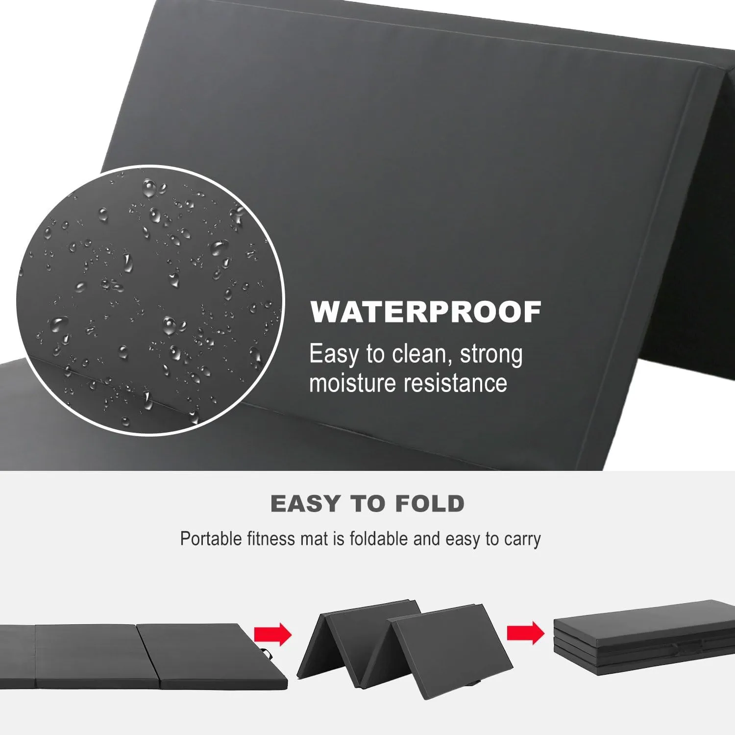 4 Pannel Folding Exercise Mat, 2 Inch Thick Gymnastics Mat 8’x4’, Gym Mat with Carrying Handles for MMA Yoga Stretching Gymnastics and Home Gym