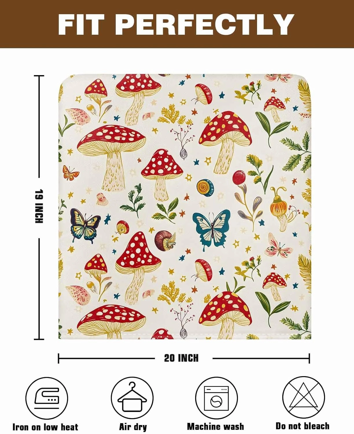 4Pack Dining Room Chair Back Covers Village Farm Mushroom Stretch Spandex Chair Cover Washable Slipcovers, Country Leaf Butterfly Removable Furniture Protectors for Home Kitchen Wedding Party