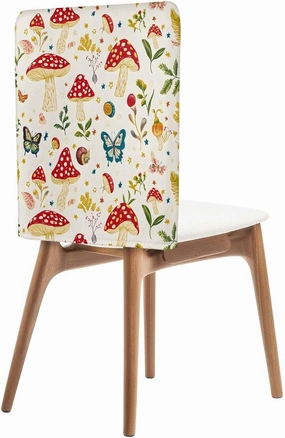 4Pack Dining Room Chair Back Covers Village Farm Mushroom Stretch Spandex Chair Cover Washable Slipcovers, Country Leaf Butterfly Removable Furniture Protectors for Home Kitchen Wedding Party