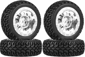 4PCS 75mm RC Rally Car Tyres Grain Rubber Tires and Vintage Plastic Wheel Rims 12mm Hex Compatible with 1:10 RC On Road Car for Tamiya HSP HPI Kyosho (Silver)