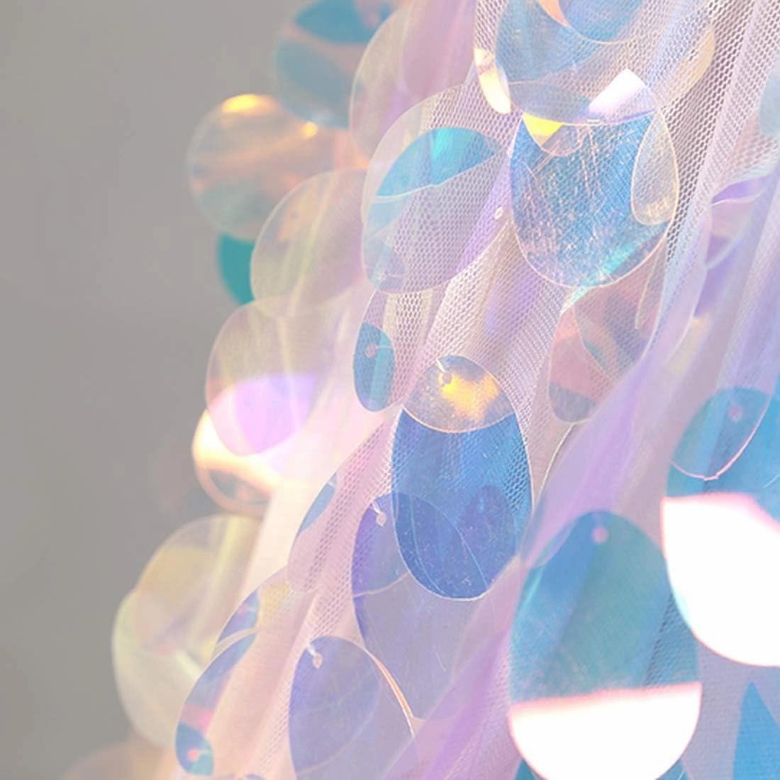 51" x 17.7" Fish Scale Sequin Net Yarn Metal Texture Transparent Cloth Grid Clothing Designer Materials