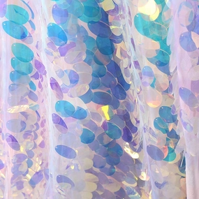 51" x 17.7" Fish Scale Sequin Net Yarn Metal Texture Transparent Cloth Grid Clothing Designer Materials