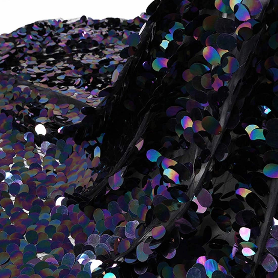 51" x 17.7" Fish Scale Sequin Net Yarn Metal Texture Transparent Cloth Grid Clothing Designer Materials