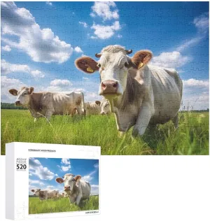 520 Piece Jigsaw Puzzles for Adults Cool Cow On The Grassland Puzzles Large Puzzles Game Decompression Leisure Entertainment Wood Puzzle Relaxation Sensory Toys Room Decor for Women Men