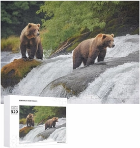 520 Piece Jigsaw Puzzles for Adults Cool Bears Fishing in River Puzzles Large Puzzles Game Decompression Leisure Entertainment Wood Puzzle Relaxation Sensory Toys Room Decor for Women Men