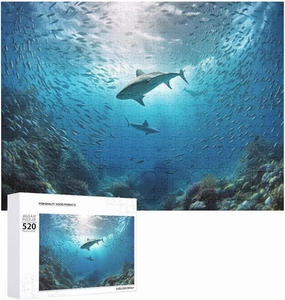 520 Piece Jigsaw Puzzles for Adults Cool Sea and Fish Puzzles Large Puzzles Game Decompression Leisure Entertainment Wood Puzzle Relaxation Sensory Toys Room Decor for Women Men