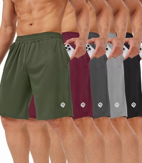 5 Pack Mens Shorts Casual with Pockets,Mens Athletic Shorts 9''Quick Dry Basketball Shorts Men for Gym Running