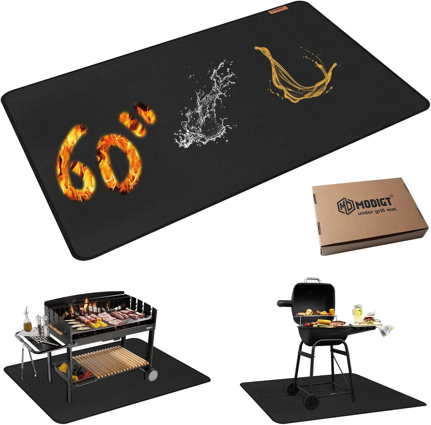 60"×48" Under Grill Mat for Outdoor Grill,Double-Side Fireproof & Heat-Resistant Outdoor Grill Mat,Protective Mat for Patio,Courtyard,Tabletop