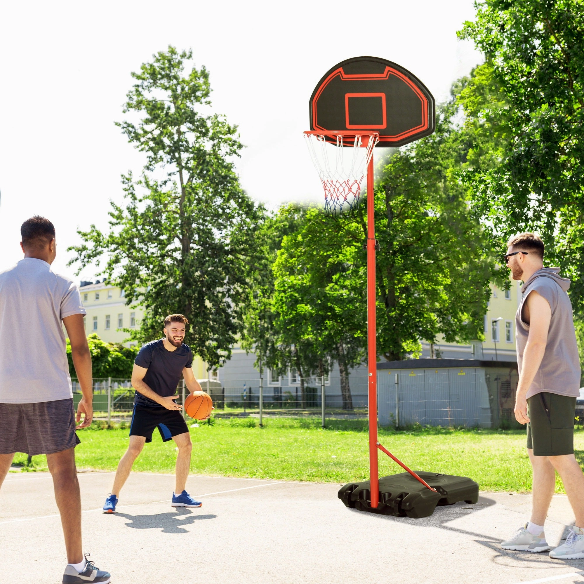 6.6'-8.2' Adjustable Portable Basketball Stand Outdoor Indoor Hoop System Backboard w/ Wheels For Youth Kids